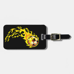 Etiqueta De Bagagem Flaming' Soccer Ball