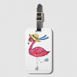 Etiqueta De Bagagem Flamingo, branco e branco, cor-de-rosa, em Skates
