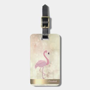 Etiqueta De Bagagem Flamingo cor-de-rosa legal moderno, Bokeh -