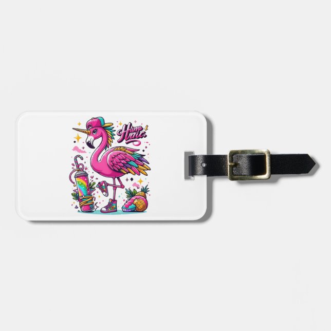 Etiqueta De Bagagem Flamingo hiphop (Frente Horizontal)