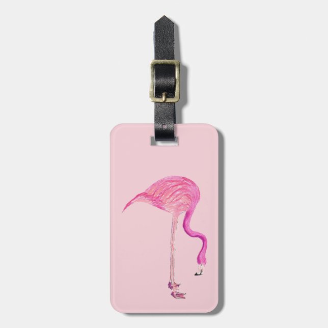 Etiqueta de bagagem flamingo personalizável (Frente Vertical)