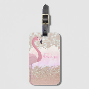Etiqueta De Bagagem Flamingo Rosa Moderno, Obrigado