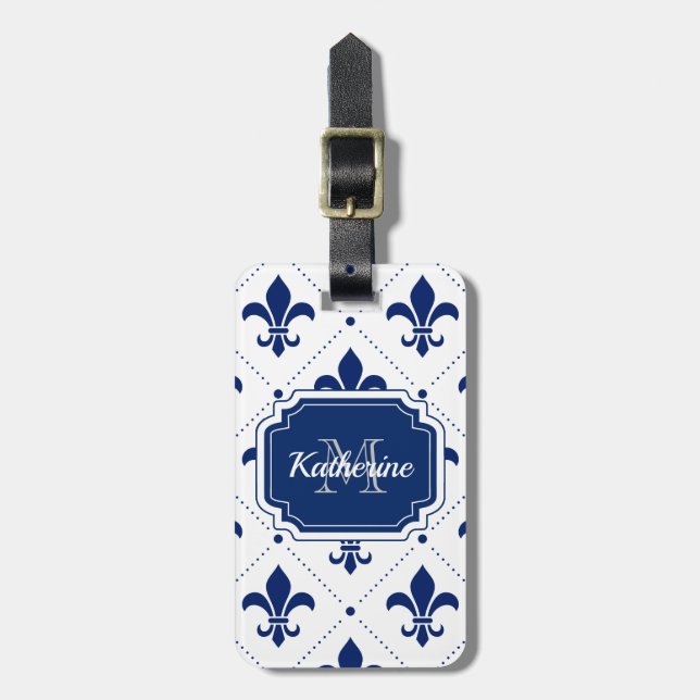 Etiqueta De Bagagem Fleur-de-lis Pattern (Frente Vertical)