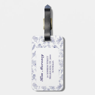 Etiqueta De Bagagem Fleur de Saison Blue and White Luggage Tag