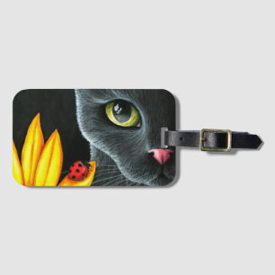 Etiqueta De Bagagem Flor amarela de ladybug Black Cat 510