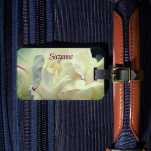Etiqueta De Bagagem Flor Branca De Pênia Em Sangue Fechado Personaliza