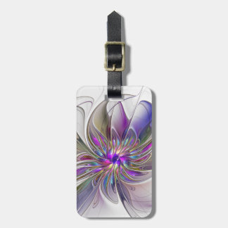 Etiqueta De Bagagem Flor de Arte Abstrato, Enérgica e Colorida