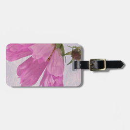 Etiqueta De Bagagem Flor de Cosmo Texturizada Rosa