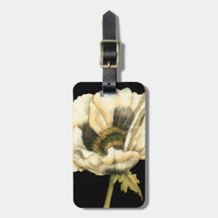 Etiqueta De Bagagem Flor de Creme no Fundo Preto