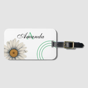 Etiqueta De Bagagem Flor De Daisy Branca Vetor Monograma