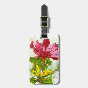 Etiqueta De Bagagem Flor de Hibiscus - tinta aquosa