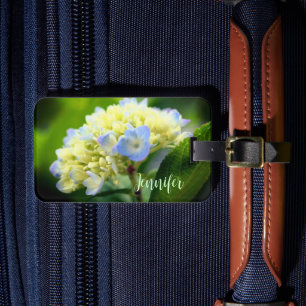 Etiqueta De Bagagem Flor de Hydrangea Azul Soft Personalizado