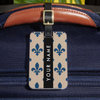 Flor de Lis, Azul Marinho em Bege, Real, Seu Nome