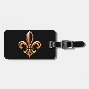 Etiqueta De Bagagem Flor de lis dourada francesa