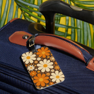 Etiqueta de Bagagem Flor de Margarida Retro Groovy