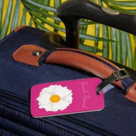 Etiqueta De Bagagem Flor de Papoula Branca Rosa