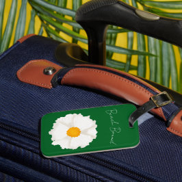 Etiqueta De Bagagem Flor de Papoula Branca Verde