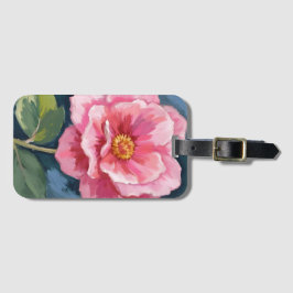 Etiqueta De Bagagem Flor de Peônia Rosa Aquarela Floral