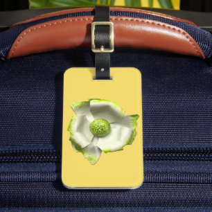 Etiqueta De Bagagem Flor de Primavera Branco Verde MOD Flor Retro Anos