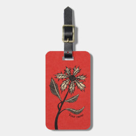 Etiqueta De Bagagem Flor Gótica Retro Tinta Vintage Vermelha E Preta