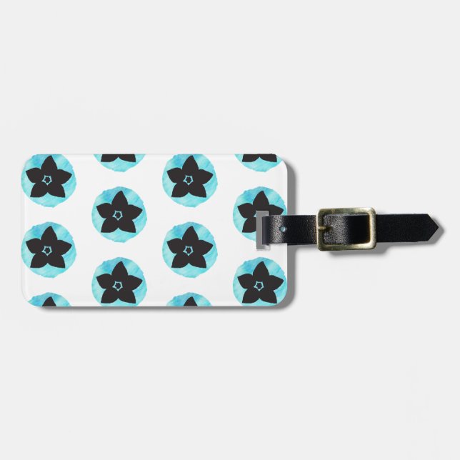 Etiqueta De Bagagem Flor Havaiana Azul (Frente Horizontal)