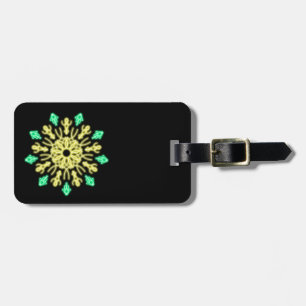 Etiqueta De Bagagem Flor néon amarela e verde