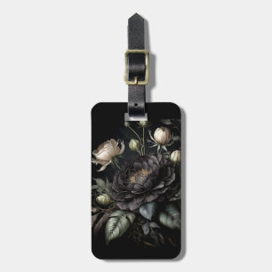 Etiqueta De Bagagem Flor Preto Rosa de Disposição Gótica