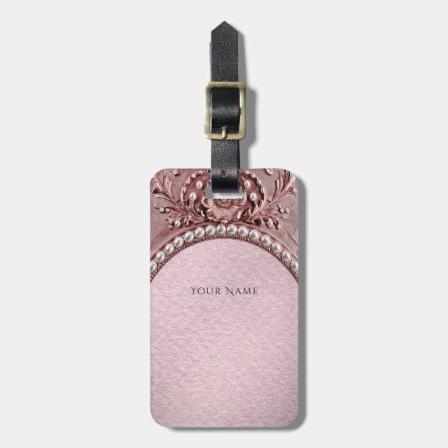 Etiqueta de Bagagem Flor Rosa (Frente Vertical)