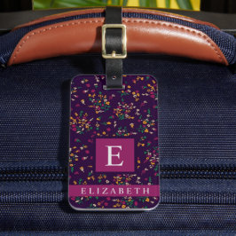 Etiqueta De Bagagem Flor Verde Amarelo Verde Roxo Personalizado