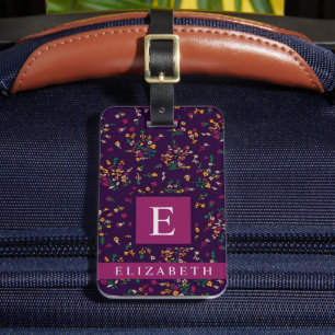 Etiqueta De Bagagem Flor Verde Amarelo Verde Roxo Personalizado