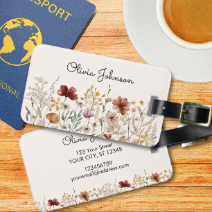 Etiqueta De Bagagem Florais Bonitos de Aquarela Personalizados de Flor