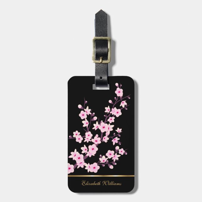 Etiqueta De Bagagem Floral Black Personalizável Lug (Frente Vertical)