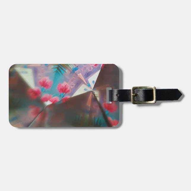 Etiqueta De Bagagem Floral com pontos vermelhos (Frente Horizontal)