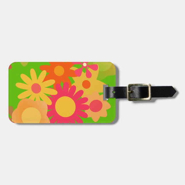 Etiqueta De Bagagem floral de groovy (Frente Horizontal)