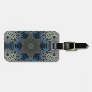 Etiqueta De Bagagem Floral de Margarida Azul Antiquado