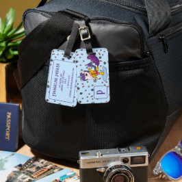 Etiqueta De Bagagem Floral de Unicórnio Azul Personalizado e Simples