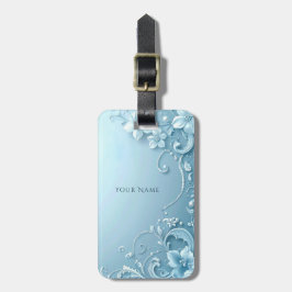 Etiqueta de Bagagem Floral Decorativa Azul