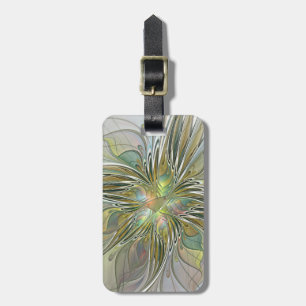 Etiqueta De Bagagem Floral Fantasy Moderna Arte Fractal Flor Com Doura