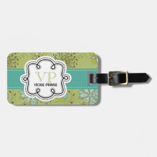 Etiqueta De Bagagem Floral feminino do primavera da cerceta do limão