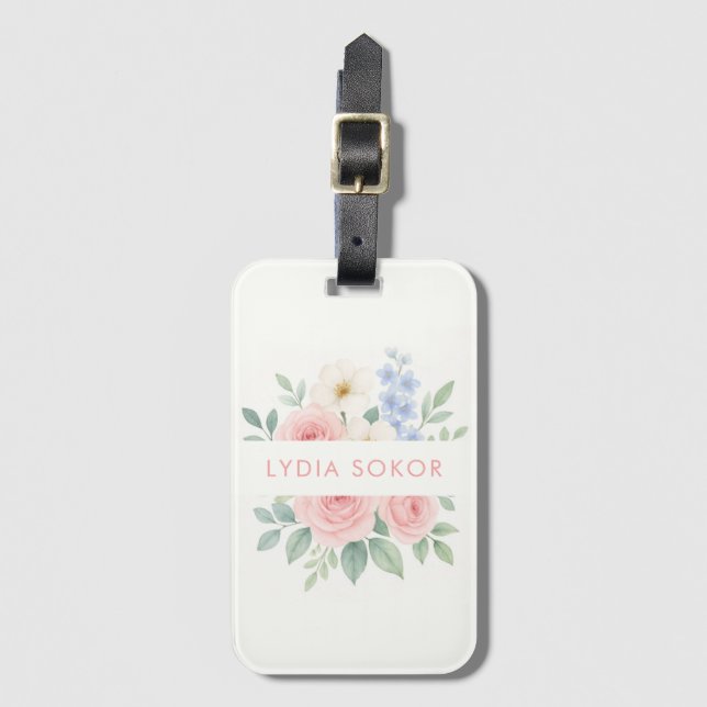 Etiqueta de Bagagem Floral Personalizada (Frente Vertical)