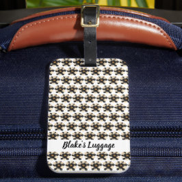 Etiqueta De Bagagem Floral Preto Luxurioso