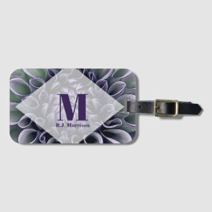 Etiqueta De Bagagem Floral Purple Bloom Monograma e Nome