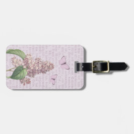Etiqueta de bagagem floral roxa-lilás com vintage