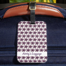 Etiqueta De Bagagem Floral Roxo Elegante