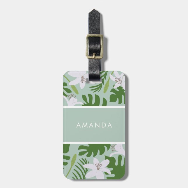 Etiqueta de Bagagem Floral Tropical (Frente Vertical)