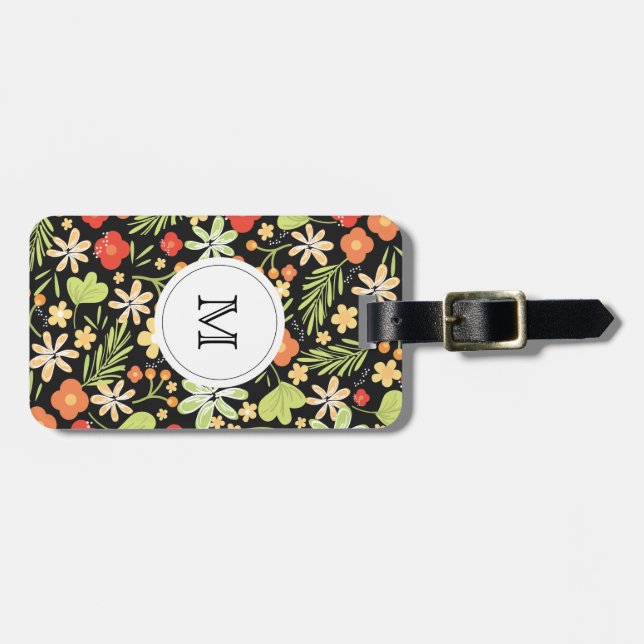 Etiqueta De Bagagem Floral tropical personalizado (Frente Horizontal)