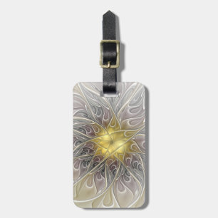 Etiqueta De Bagagem Floreio com Dourada flor frontal de Abstrato moder