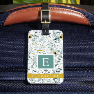 Etiqueta De Bagagem Flores Amarelas Claras Florais Brancas Personaliza