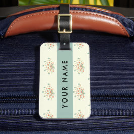 Etiqueta De Bagagem Flores Azuis e Vermelhas, Azul, Seu Nome