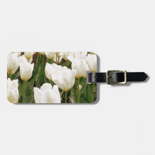 Etiqueta De Bagagem Flores Brancas (Frente Horizontal)